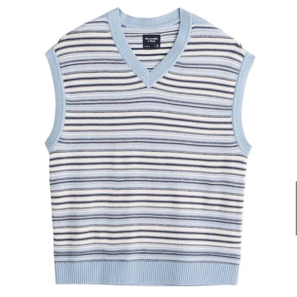 Abercrombie & Fitch striped pattern v-neck cotton vest - Picture 1 of 8